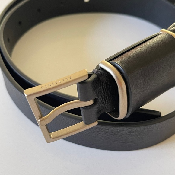 All Saints Black Leather Belt - Picture 3 of 11
